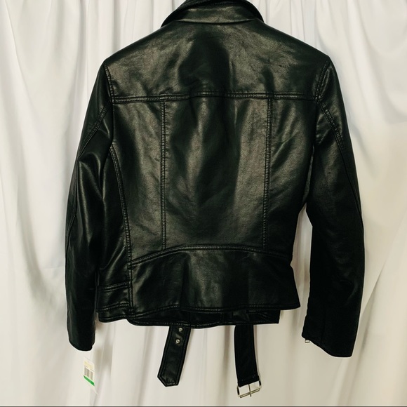 Michael Kors Black Faux Women’s Leather Moto Jkt - Picture 4 of 14